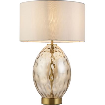 Endon 101150 - Stmívatelná stolní lampa ERIN 1xE27/10W/230V bílá/mosaz/kouřová béžová