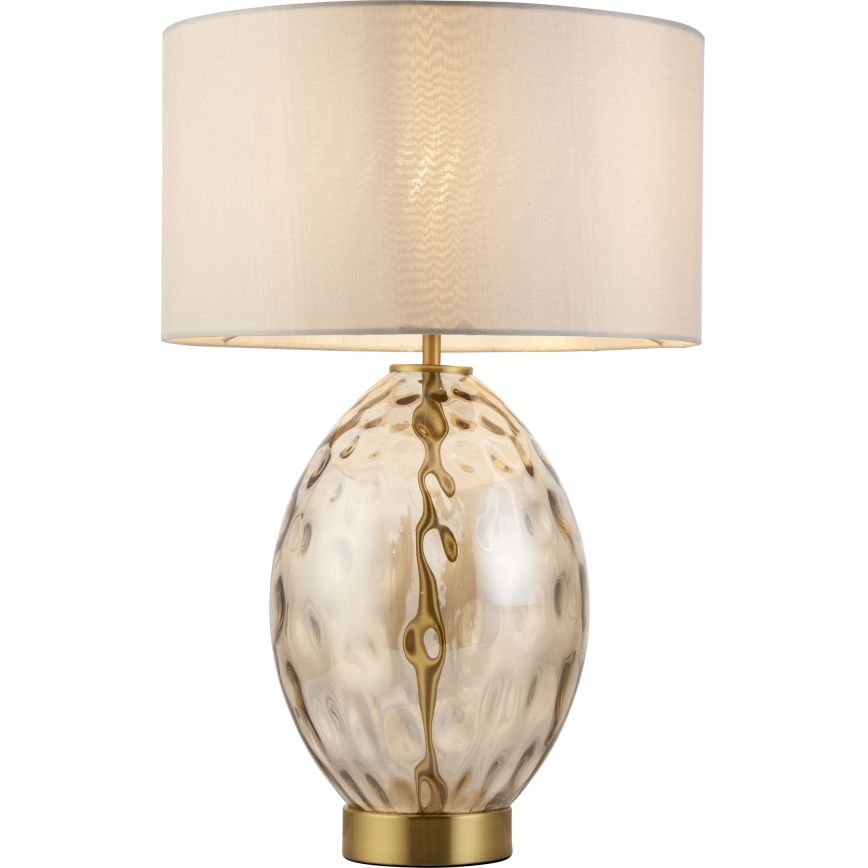 Endon 101150 - Stmívatelná stolní lampa ERIN 1xE27/10W/230V bílá/mosaz/kouřová béžová