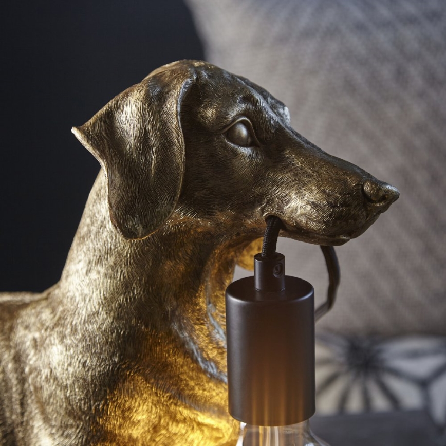 Endon 101187 - Stolní lampa DACHSHUND 1xE27/10W/230V zlatá