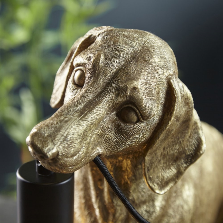 Endon 101187 - Stolní lampa DACHSHUND 1xE27/10W/230V zlatá
