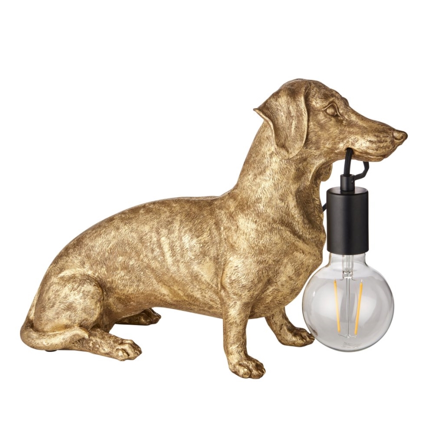 Endon 101187 - Stolní lampa DACHSHUND 1xE27/10W/230V zlatá
