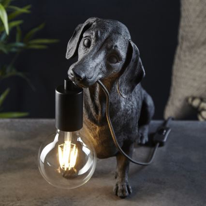 Endon 101188 - Stolní lampa DACHSHUND 1xE27/10W/230V černá