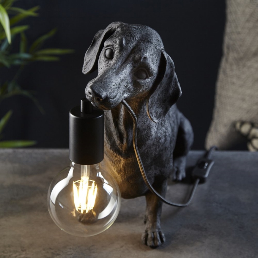 Endon 101188 - Stolní lampa DACHSHUND 1xE27/10W/230V černá