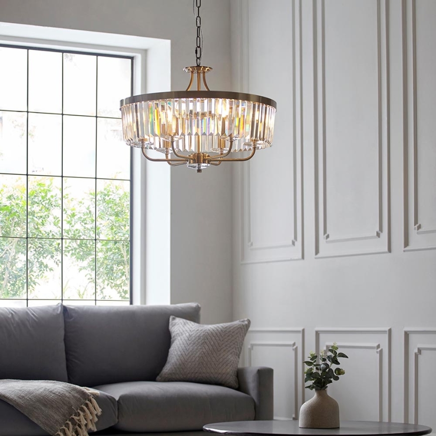 Endon 102505 - Lustr na řetězu 6xE14/6W/230V pr. 55 cm mosaz