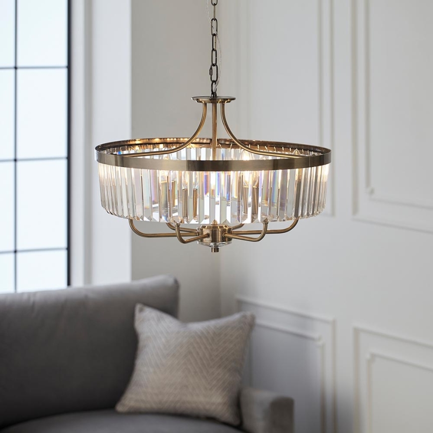 Endon 102505 - Lustr na řetězu 6xE14/6W/230V pr. 55 cm mosaz