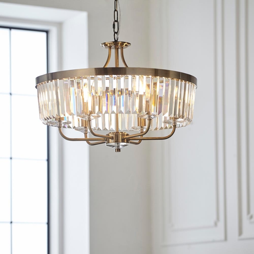 Endon 102505 - Lustr na řetězu 6xE14/6W/230V pr. 55 cm mosaz