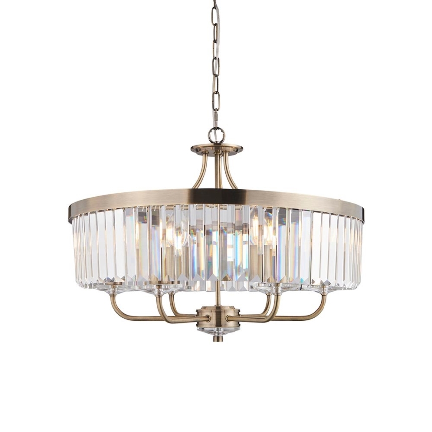 Endon 102505 - Lustr na řetězu 6xE14/6W/230V pr. 55 cm mosaz
