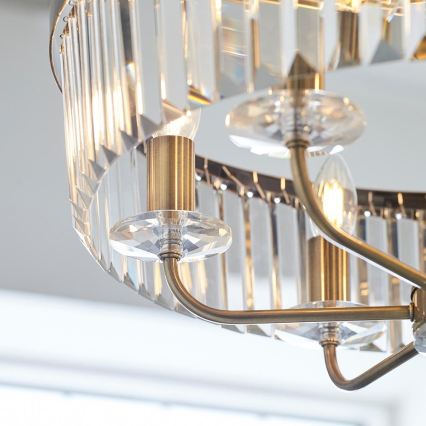 Endon 102505 - Lustr na řetězu 6xE14/6W/230V pr. 55 cm mosaz