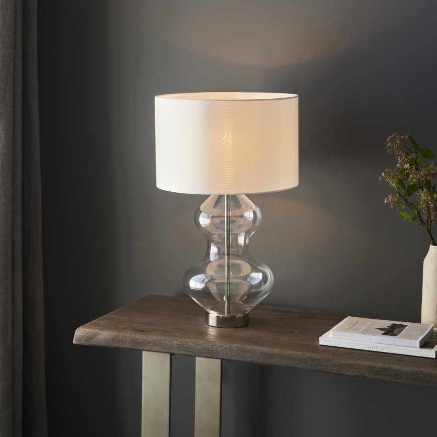 Endon 102676 - Stmívatelná stolní lampa KELDA 1xE27/10W/230V bílá/matný chrom