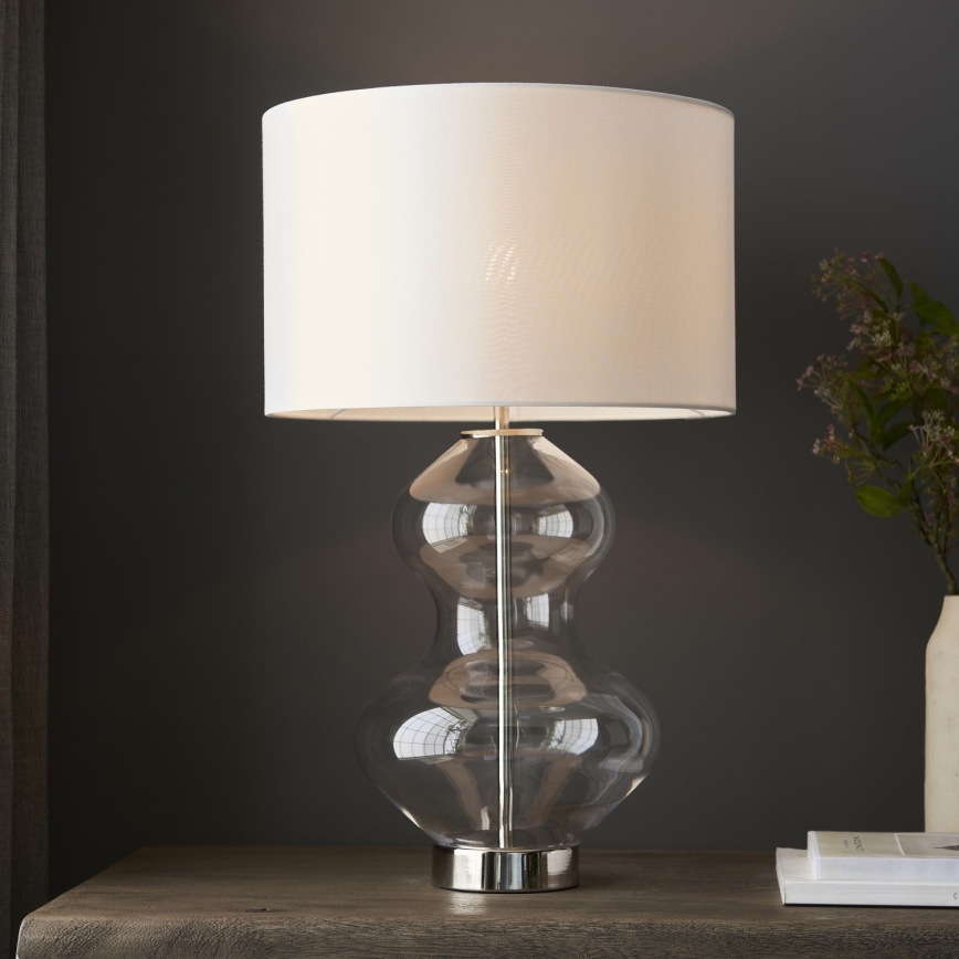 Endon 102676 - Stmívatelná stolní lampa KELDA 1xE27/10W/230V bílá/matný chrom
