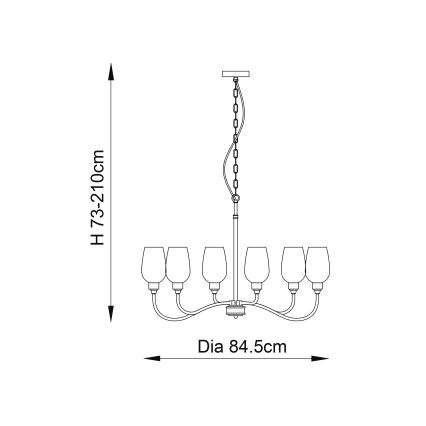 Endon 103315 - Lustr na řetězu 6xE14/6W/230V lesklý chrom