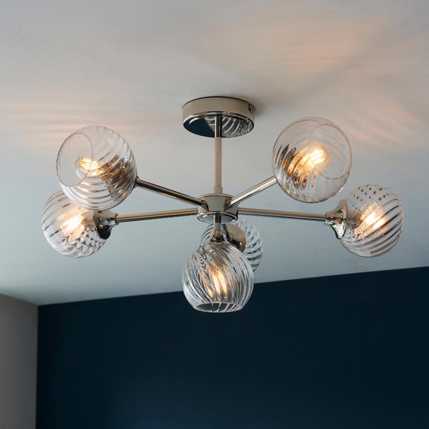 Endon 104050 - Lustr na tyči ALLEGRA 6xE14/7W/230V lesklý chrom/čirá