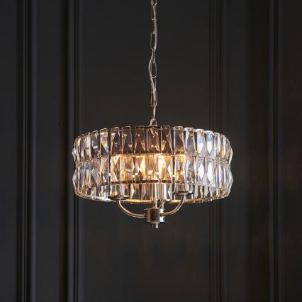 Endon 104466 - Lustr na řetězu CLIFTON 3xE14/6W/230V lesklý chrom/čirá pr. 38,5 cm