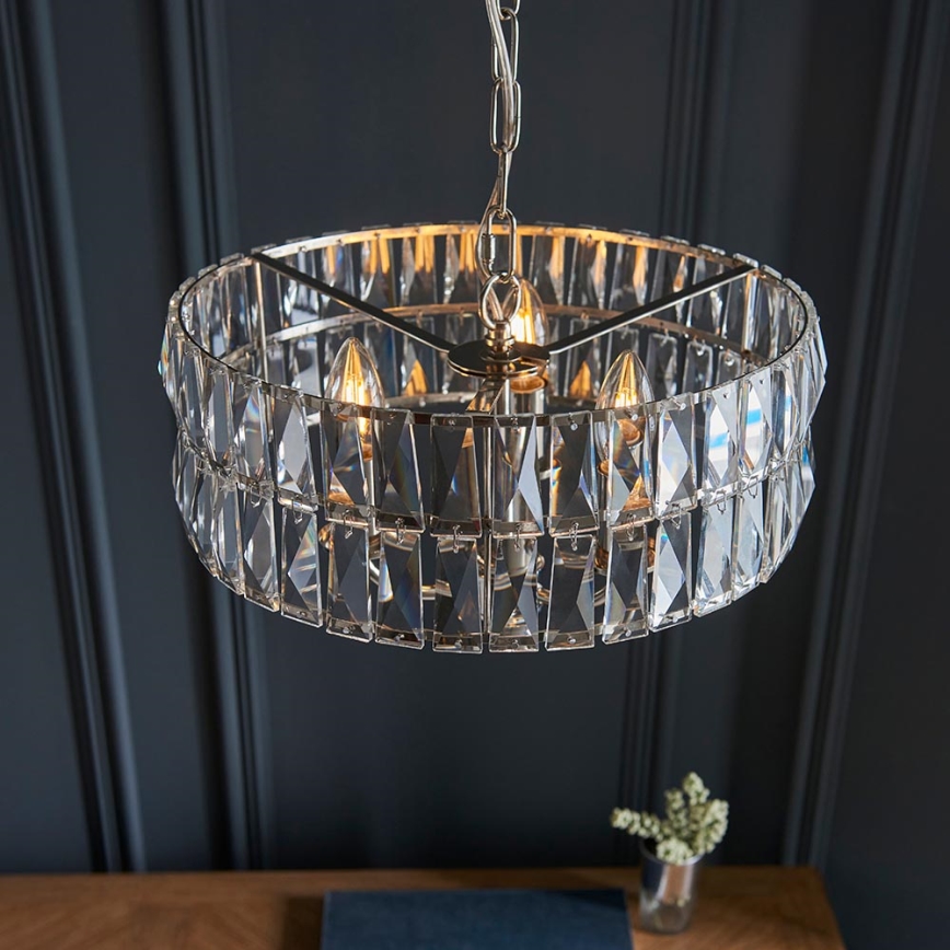 Endon 104466 - Lustr na řetězu CLIFTON 3xE14/6W/230V lesklý chrom/čirá pr. 38,5 cm