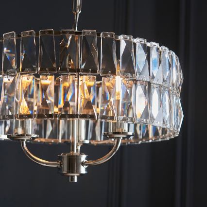 Endon 104466 - Lustr na řetězu CLIFTON 3xE14/6W/230V lesklý chrom/čirá pr. 38,5 cm