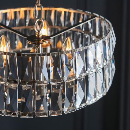 Endon 104466 - Lustr na řetězu CLIFTON 3xE14/6W/230V lesklý chrom/čirá pr. 38,5 cm