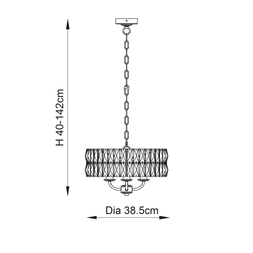 Endon 104466 - Lustr na řetězu CLIFTON 3xE14/6W/230V lesklý chrom/čirá pr. 38,5 cm