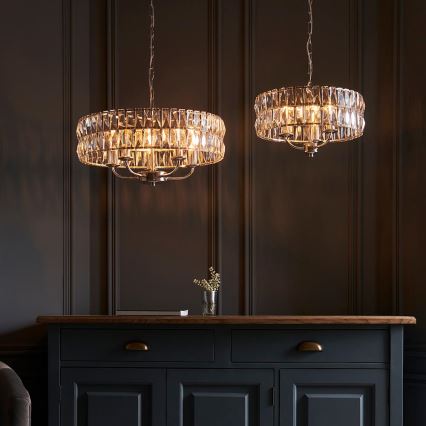 Endon 104467 - Lustr na řetězu CLIFTON 5xE14/6W/230V pr. 50,5 cm lesklý chrom/čirá