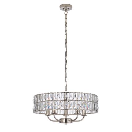 Endon 104467 - Lustr na řetězu CLIFTON 5xE14/6W/230V pr. 50,5 cm lesklý chrom/čirá