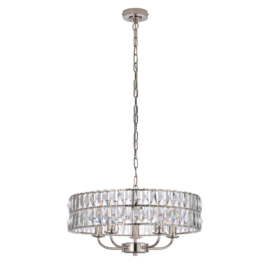 Endon 104467 - Lustr na řetězu CLIFTON 5xE14/6W/230V pr. 50,5 cm lesklý chrom/čirá