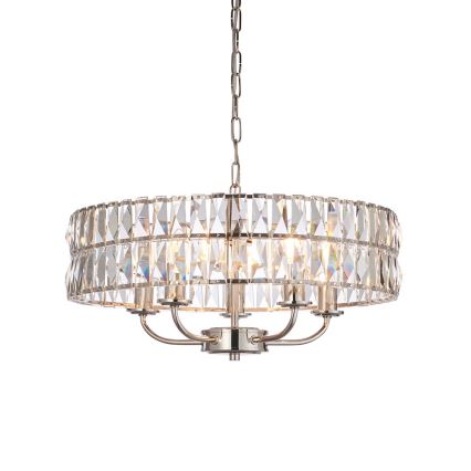 Endon 104467 - Lustr na řetězu CLIFTON 5xE14/6W/230V pr. 50,5 cm lesklý chrom/čirá