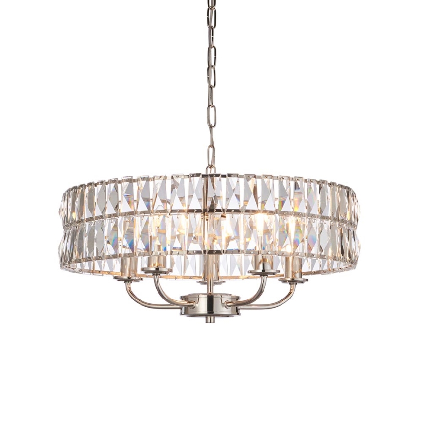 Endon 104467 - Lustr na řetězu CLIFTON 5xE14/6W/230V pr. 50,5 cm lesklý chrom/čirá