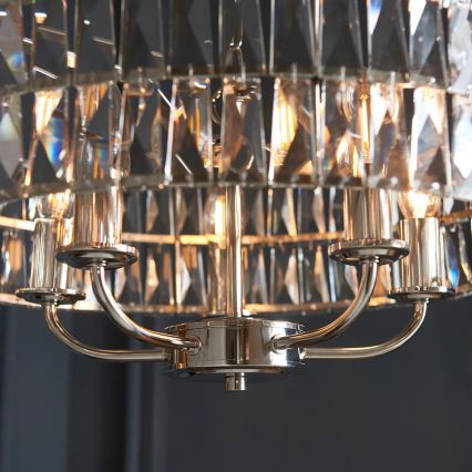 Endon 104467 - Lustr na řetězu CLIFTON 5xE14/6W/230V pr. 50,5 cm lesklý chrom/čirá
