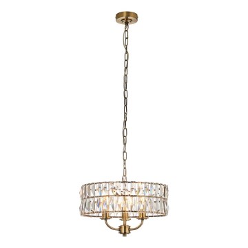 Endon 106243 - Lustr na řetězu CLIFTON 3xE14/6W/230V pr. 38,5 cm mosaz/čirá