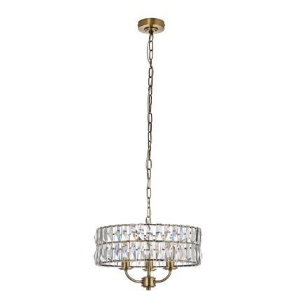 Endon 106243 - Lustr na řetězu CLIFTON 3xE14/6W/230V pr. 38,5 cm mosaz/čirá
