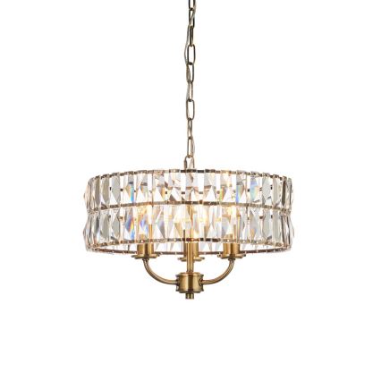 Endon 106243 - Lustr na řetězu CLIFTON 3xE14/6W/230V pr. 38,5 cm mosaz/čirá