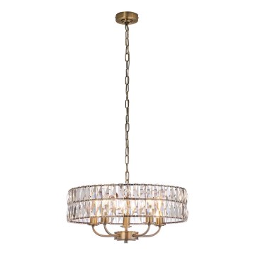 Endon 106244 - Lustr na řetězu CLIFTON 5xE14/6W/230V mosaz/čirá