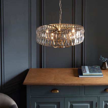 Endon 106244 - Lustr na řetězu CLIFTON 5xE14/6W/230V mosaz/čirá