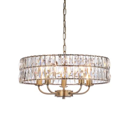 Endon 106244 - Lustr na řetězu CLIFTON 5xE14/6W/230V mosaz/čirá