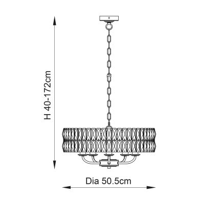 Endon 106244 - Lustr na řetězu CLIFTON 5xE14/6W/230V mosaz/čirá