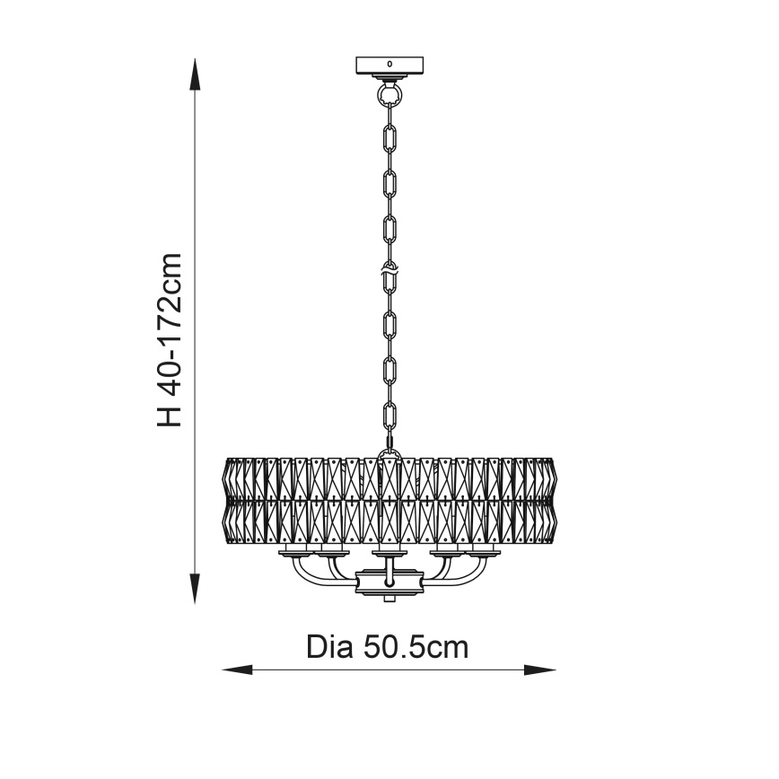Endon 106244 - Lustr na řetězu CLIFTON 5xE14/6W/230V mosaz/čirá