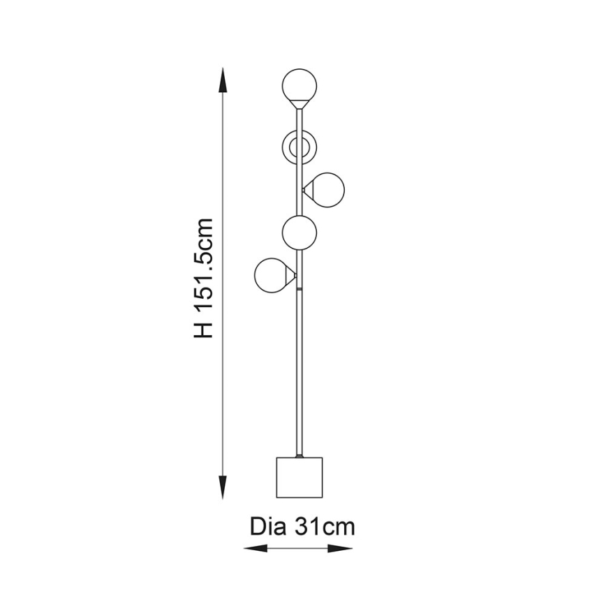Endon 106756 - Stojací lampa OTIS 5xG9/3W/230V zlatá/bílá