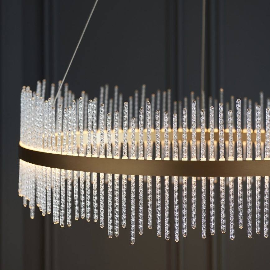 Endon 107672 - LED Stmívatelný lustr na lanku ADRIEL LED/83W/230V 3000K pr. 89 cm zlatá/čirá