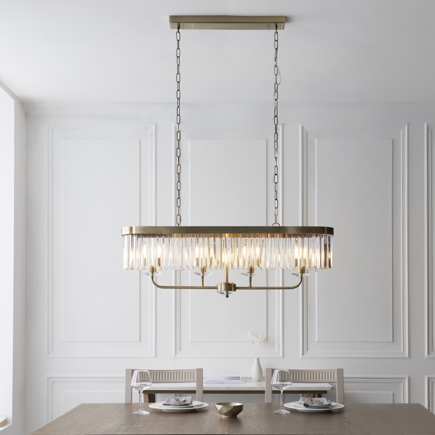 Endon 110539 - Lustr na řetězu CHESTERFIELD 4xE14/6W/230V mosaz