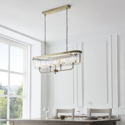 Endon 110539 - Lustr na řetězu CHESTERFIELD 4xE14/6W/230V mosaz