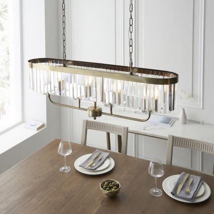 Endon 110539 - Lustr na řetězu CHESTERFIELD 4xE14/6W/230V mosaz