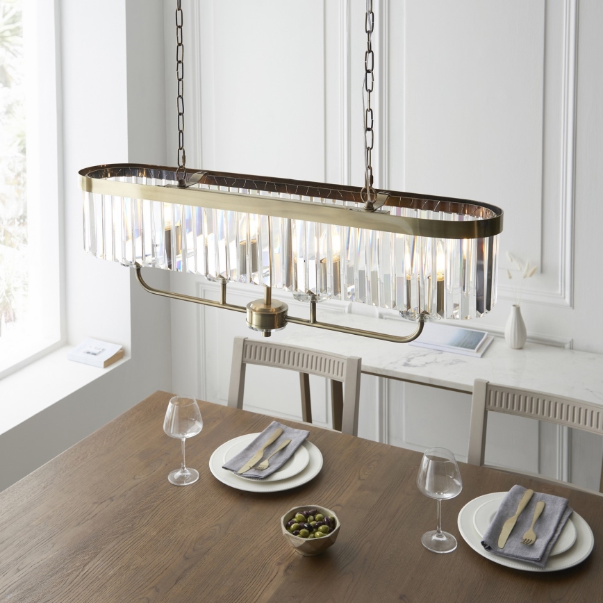Endon 110539 - Lustr na řetězu CHESTERFIELD 4xE14/6W/230V mosaz