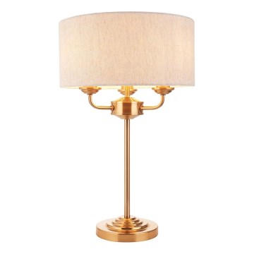 Endon 110721 - Stolní lampa HIGHCLERE 3xE14/18W/230V béžová/mosaz