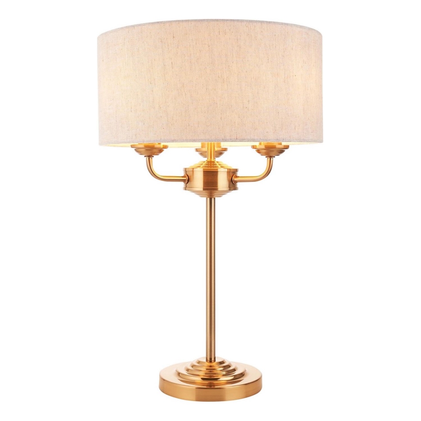 Endon 110721 - Stolní lampa HIGHCLERE 3xE14/18W/230V béžová/mosaz