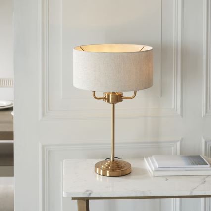 Endon 110721 - Stolní lampa HIGHCLERE 3xE14/18W/230V béžová/mosaz