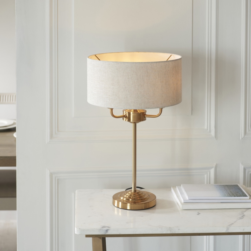 Endon 110721 - Stolní lampa HIGHCLERE 3xE14/18W/230V béžová/mosaz