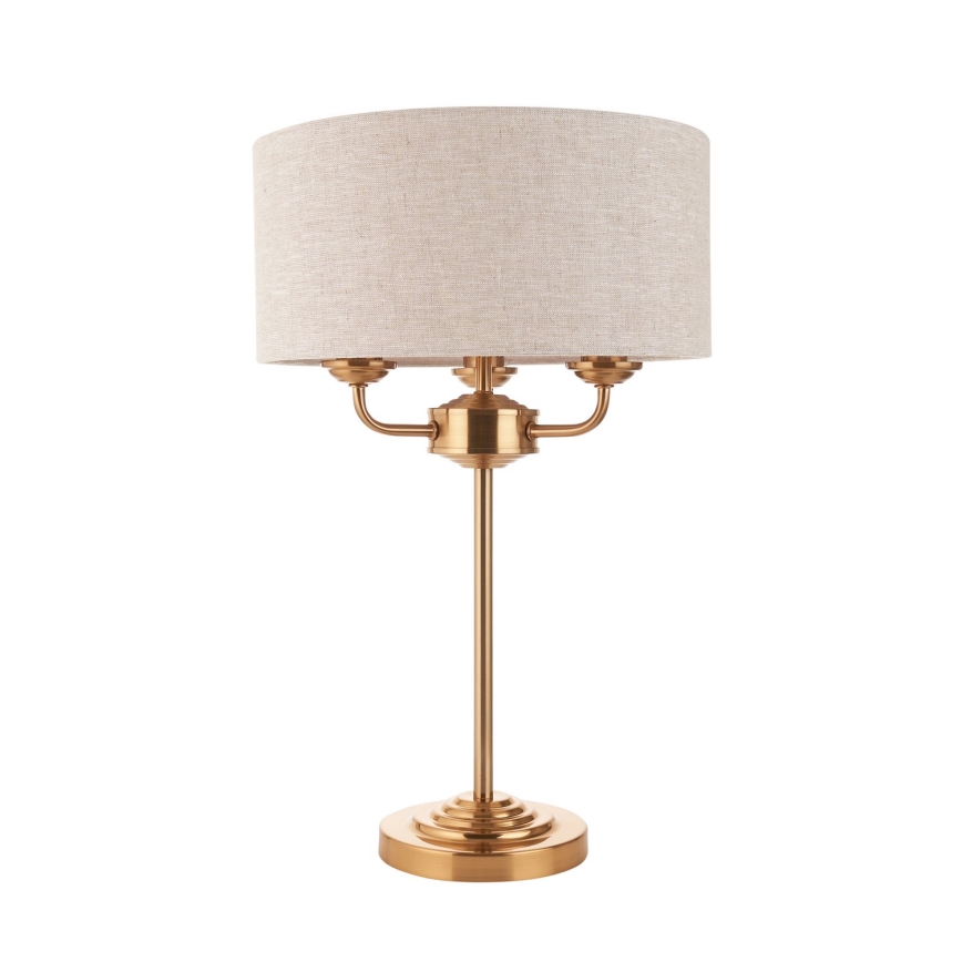 Endon 110721 - Stolní lampa HIGHCLERE 3xE14/18W/230V béžová/mosaz