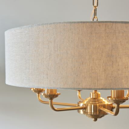 Endon 110722 - Lustr na řetězu HIGHCLERE 6xE14/6W/230V béžová/mosaz pr. 55 cm