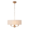 Endon 110723 - Lustr na řetězu HIGHCLERE 3xE14/40W/230V béžová/mosaz pr. 45 cm
