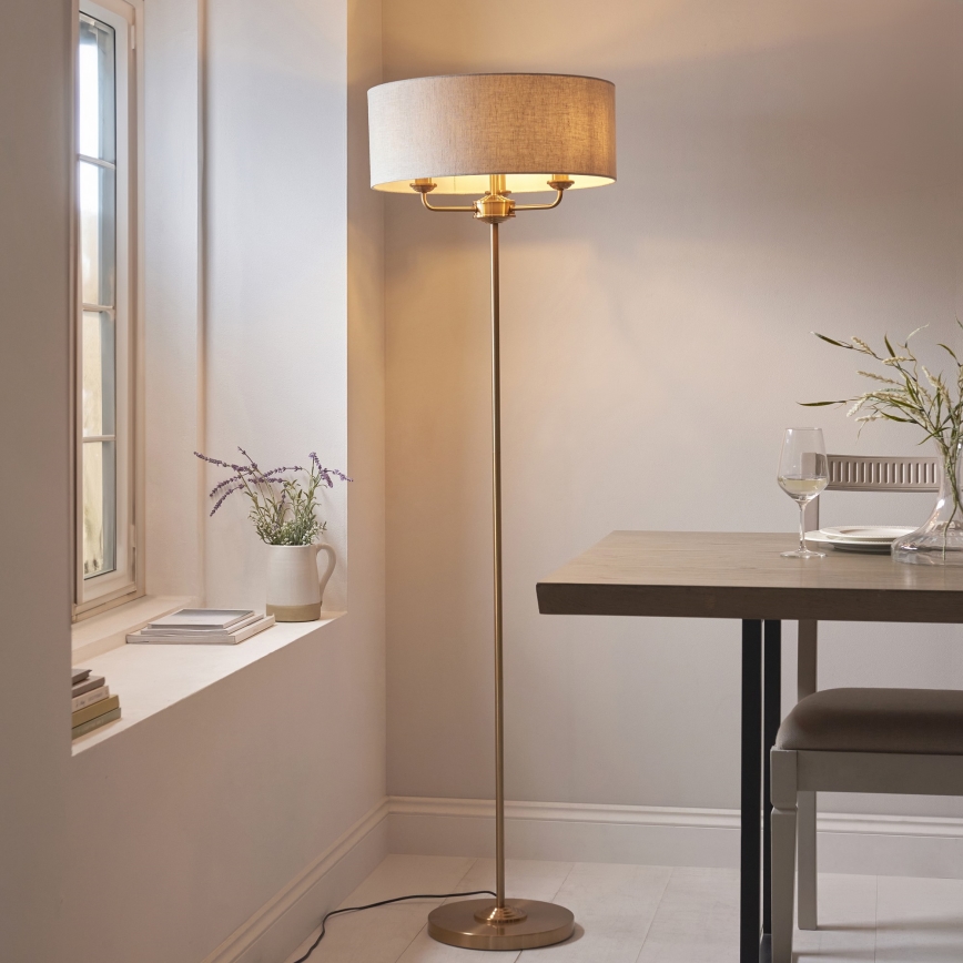 Endon 110724 - Stojací lampa HIGHCLERE 1xE14/40W/230V béžová/mosaz