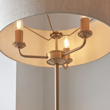 Endon 110724 - Stojací lampa HIGHCLERE 1xE14/40W/230V béžová/mosaz